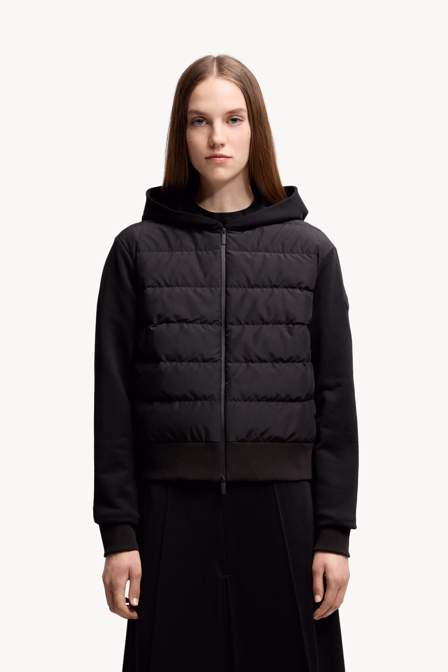 Padded Cotton Zip-Up Hoodie Women Black Moncler 3